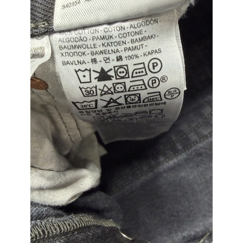 Levis 501 Jeans Mens 38x34 Black Button Fly Straight Leg Dark Wash Denim - Picture 4 of 7